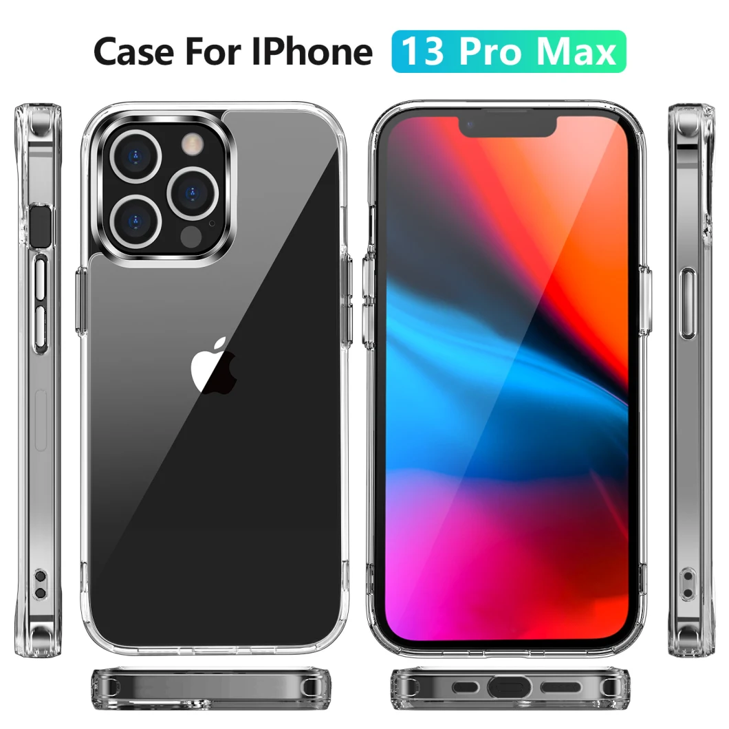 Fashionable Transparent Fall-Proof TPU PC Electroplating Button Mobile Phone Case for iPhone 11 12 13 14 PRO Max