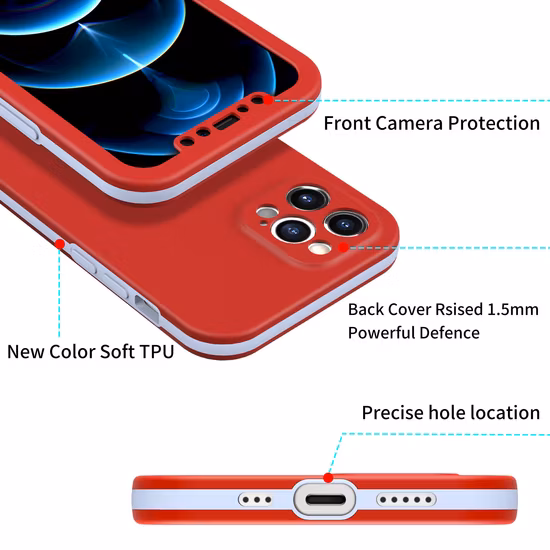 Double Color Soft TPU Hard PC 3 in 1 Mobile Phone Case for iPhone 12 PRO Max 360 All Protection Cell Phone Cover