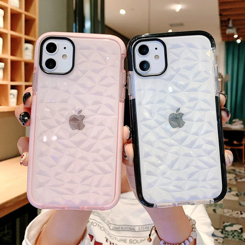 Diamond Textured Two-Color Mobile Case TPU Simple Lucency Phone Case for iPhone 13 for iPhone 14