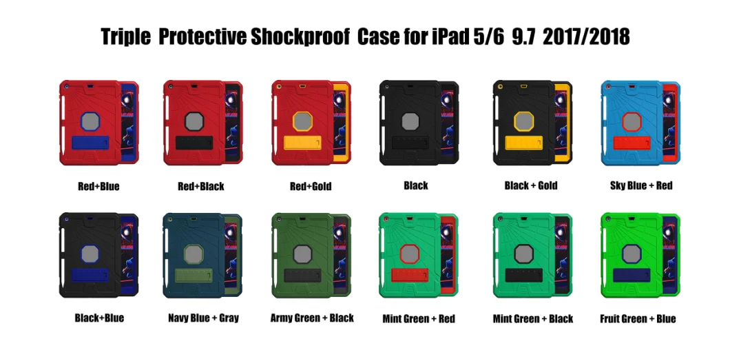 Full Protective Shockproofa Case with Pen Slot for iPad 5/6 9.7 2017 2018