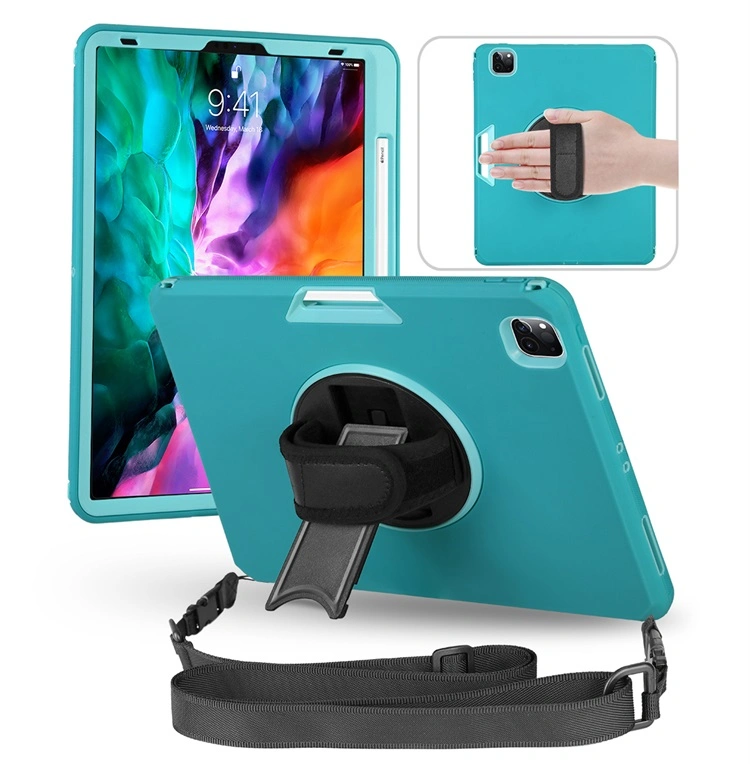 Shockproof Full Protective TPU PC Cover Tablet Case for iPad PRO 12.9 with 360 Degree Rotating Stand Hand Shoulder Strap