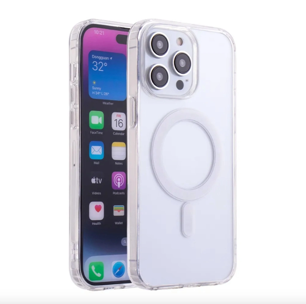 TPU PC Wireless Charging Clear Phone Case for iPhone 13 Back Cover Shockproof Magnetic Phone Case for iPhone 12 13 14 PRO