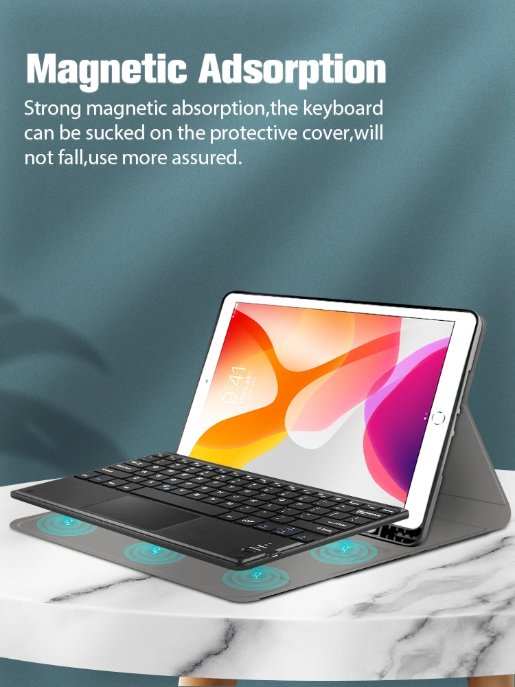 for iPad 10.2 Bluetooth Keyboard Case with Touchpad Pencil Holder Track Pad Tablet Case Factory Supplier