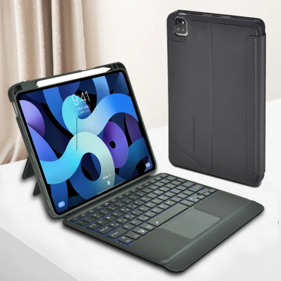 Good Supplier Adsorption Design Bluti-in Stifthalter, ultradünn, 7 Farben Hintergrundbeleuchtung, Tablet-Abdeckung, Bluetooth, kabellose Tastaturhülle für iPad PRO 11 Air 3