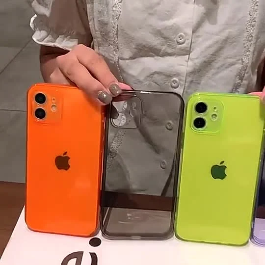 Individuelles Design, stoßfest, langlebig, fluoreszierendes, neonfarbenes, transparentes TPU-Gehäuse für iPhone 13 PRO Max